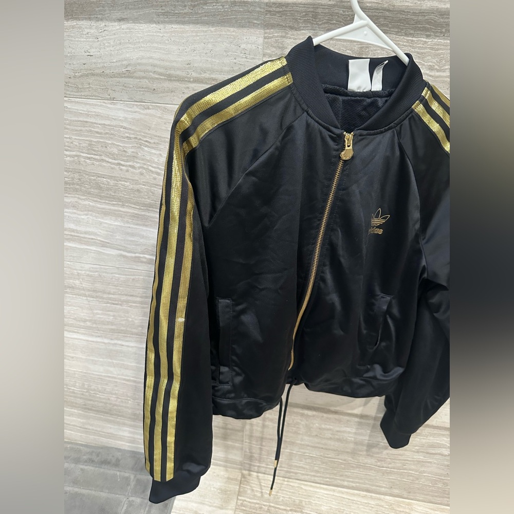 Adidas Women's Black Jacket with Gold Stripes Limited Edition 50th Anniversary - Picture 2 of 5